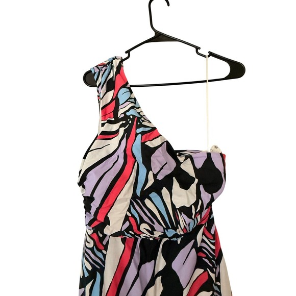 Maeve Anthropologie One Shoulder Maxi Dress Colorful Abstract Print   Size 8 NWT - Picture 5 of 6